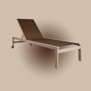 Espreguiçadeira Mantova com Rodas, estrutura de alumínio e acabamento em tela sling.